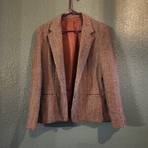 Frederick Nelson Women's 100% Pure Wool Tweed Houndstooth Blazer Jacket M/L